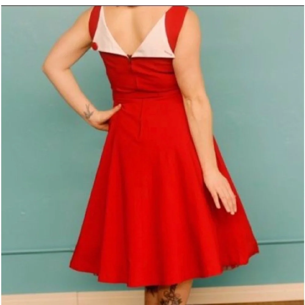 Tatyana Retro Red Swing Pinup Style Cutout Dress, plus size 2X - Picture 2 of 12